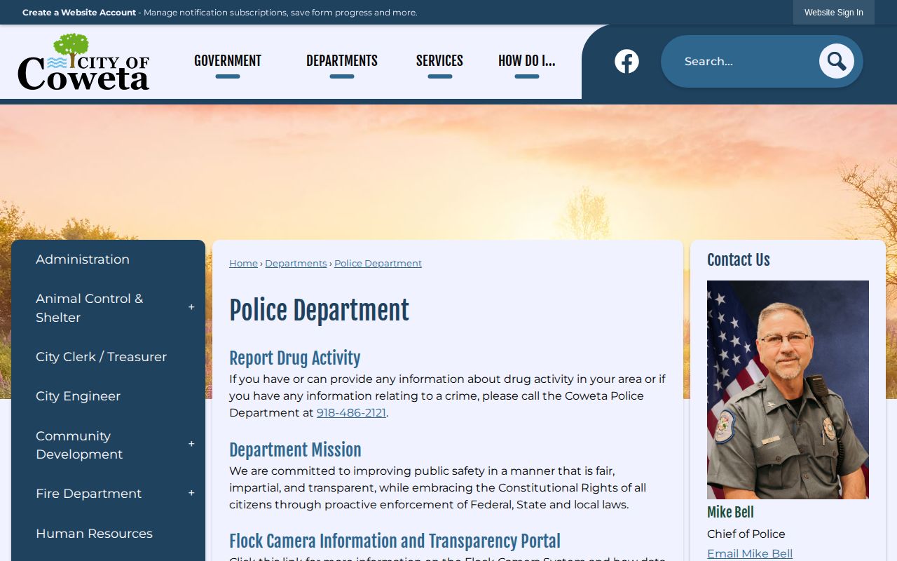 Coweta Police Department and Coweta booking-record route